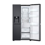 LG VS6E Refrigerator, front view one side door open without food, GSLV31DSXE, thumbnail 9