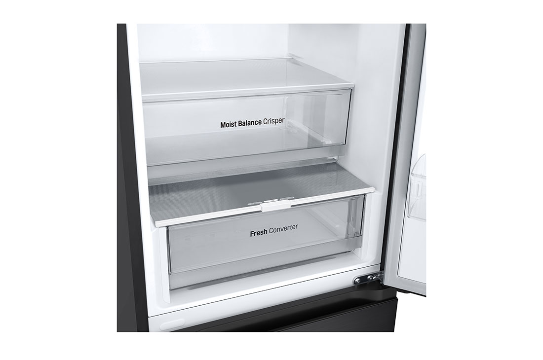 LG ledusskapis ar saldētavu apakšā | 1.86m | 344L | Melns | E klase | DoorCooling+™ | Fresh Converter™, Drawer, GBV3100EEP, thumbnail 6