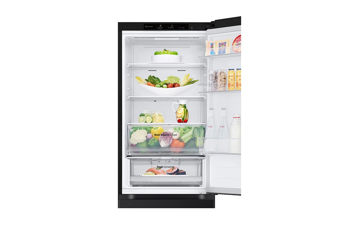 LG ledusskapis ar saldētavu apakšā | 1.86m | 344L | Melns | E klase | DoorCooling+™ | Fresh Converter™, duct view with food stored, GBV3100EEP, thumbnail 9