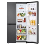 LG LinearCooling™, Divdurvju ledusskapji, Essence Matte Black, front-right-open-food, GSBC40EPPE, thumbnail 6