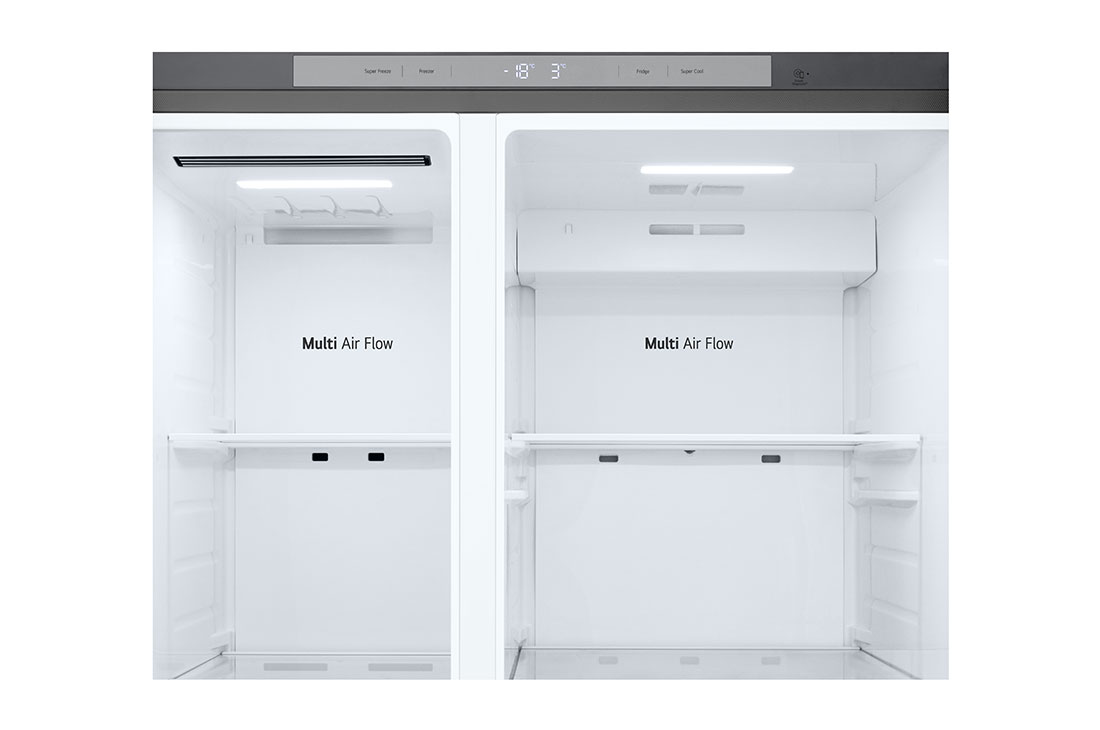 LG Side-by-Side ledusskapis | augstums 1.79m |  platums 91.3cm | 664L | Sudraba | E klase | Express Cool , Labās puses priekšpuse atvērta ar ēdienu, GSBC40PYPE, thumbnail 6