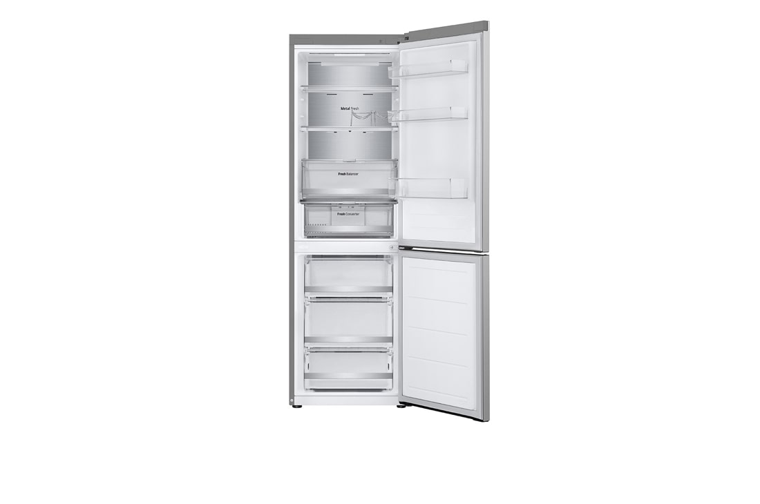 LG ledusskapis ar saldētavu apakšā | 1.86m | 344L | Sudraba | E klase | DoorCooling+™ | Fresh Converter™, front all open2, GBV7170EPY, thumbnail 4