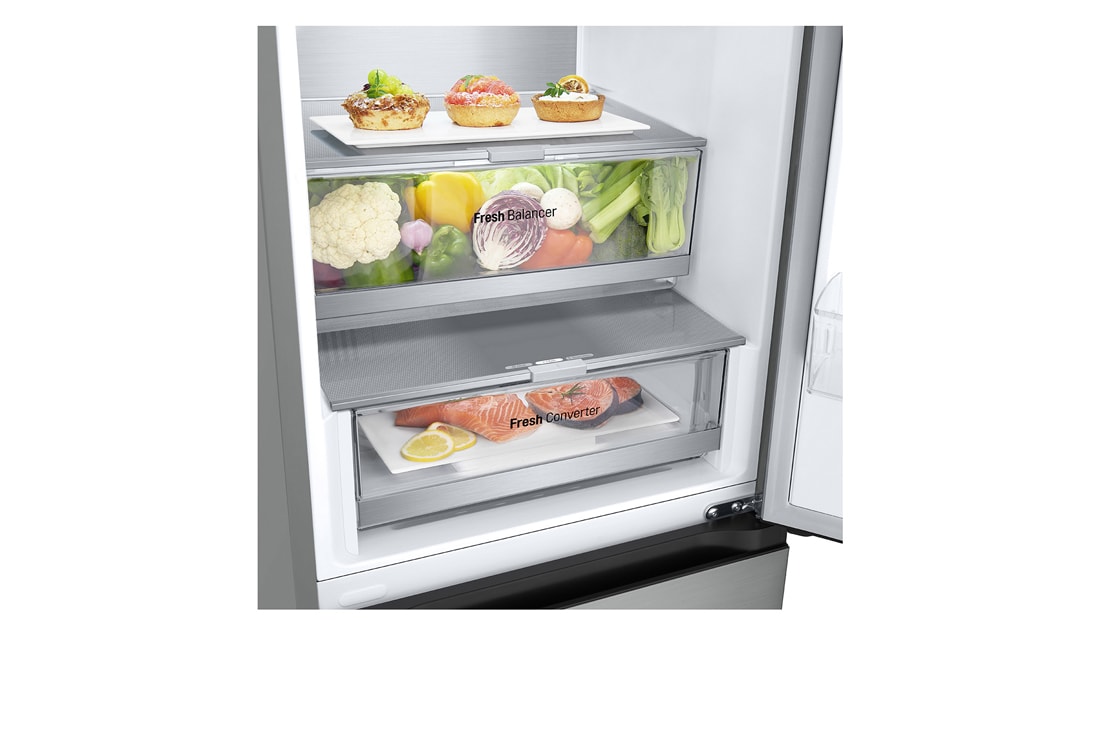 LG ledusskapis ar saldētavu apakšā | 1.86m | 344L | Sudraba | E klase | DoorCooling+™ | Fresh Converter™, drawer, GBV7170EPY, thumbnail 10