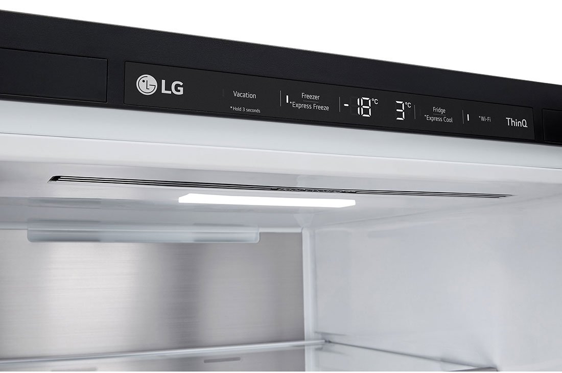 LG 344L apakšējā saldētava, melns stikls, LinearCooling™, DoorCooling+ ™, FRESHConverter™, detalizēts displeja skats, GBB72BM9CQ1, thumbnail 9
