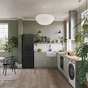 LG 344L apakšējā saldētava, melns stikls, LinearCooling™, DoorCooling+ ™, FRESHConverter™, interjera attēls ar LG apakšējo saldētavu, GBB72BM9CQ1, thumbnail 8