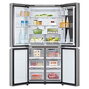 LG Multidoor ledusskapis | augstums 1.79m |  platums 83.5cm | 530L | Melns | E klase | InstaView™ , Priekšpuse atvērta (pilns ar ēdienu, atvērtas durvis), GMV860EPDE, thumbnail 2