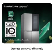 LG Multidoor ledusskapis | augstums 1.79m |  platums 83.5cm | 530L | Melns | E klase | InstaView™ , Invertora kompresors, GMV860EPDE, thumbnail 5