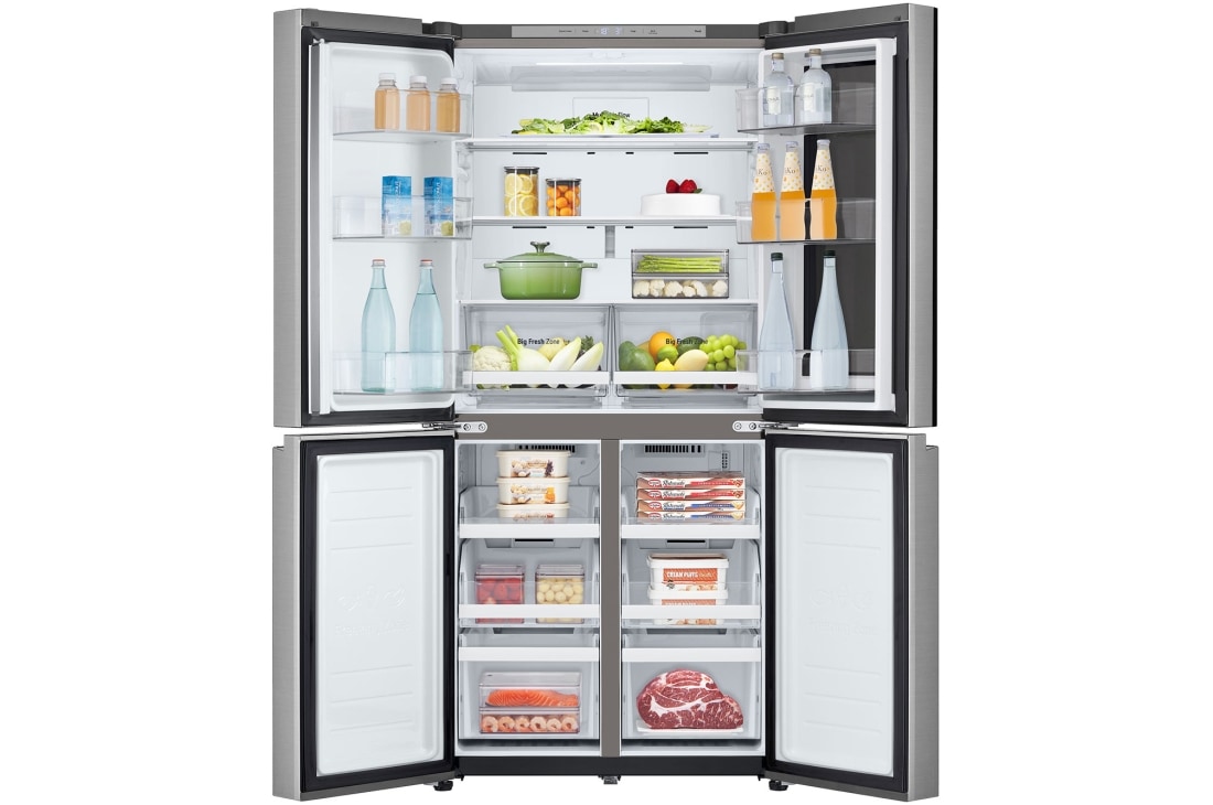 LG Multidoor ledusskapis | augstums 1.79m |  platums 83.5cm | 530L | Melns | E klase | InstaView™ , Priekšpuse atvērta (pilns ar ēdienu, atvērtas durvis), GMV860EPDE, thumbnail 2