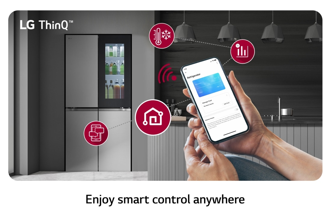 LG Multidoor ledusskapis | augstums 1.79m |  platums 83.5cm | 530L | Melns | E klase | InstaView™ , ThinQ, GMV860EPDE, thumbnail 4