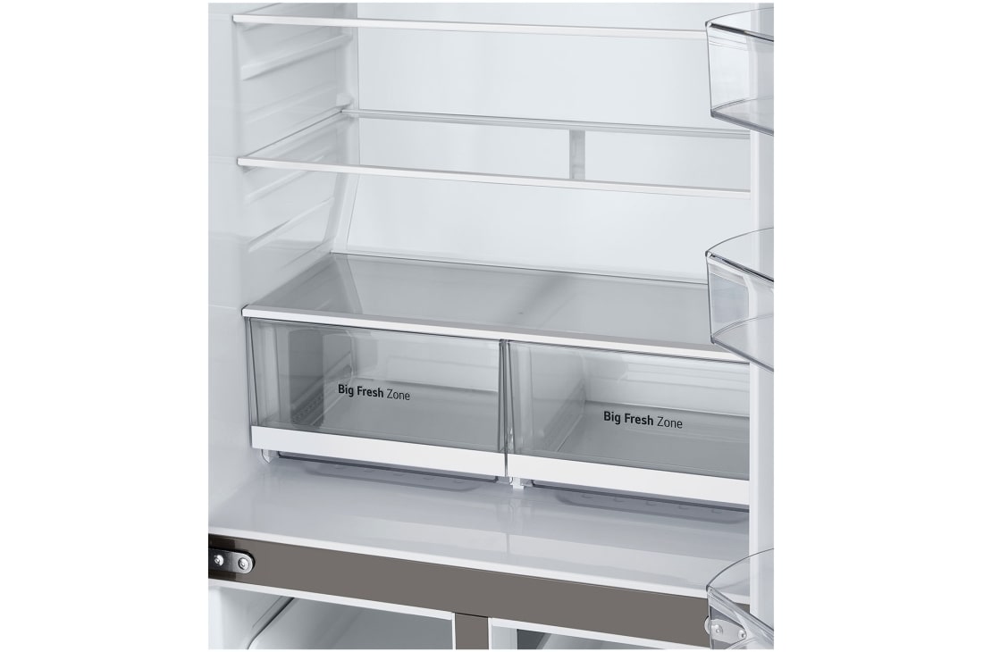 LG Multidoor ledusskapis | augstums 1.79m |  platums 83.5cm | 530L | Melns | E klase | InstaView™ , Atvilktnes tuvplāns, GMV860EPDE, thumbnail 8