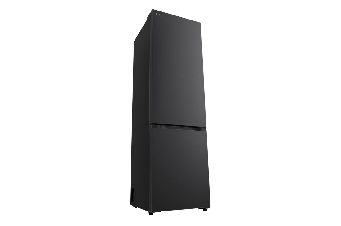 LG ledusskapis ar saldētavu apakšā | 2.03m | 375L | Sudraba | C klase | DoorCooling™ | Fresh Converter+™, LG ledusskapja ar saldējamo kameru apakšā (GBBS726AEV) skats no priekšas un sāniem, parādot ārējo dizainu, GBBS726AEV, thumbnail 12