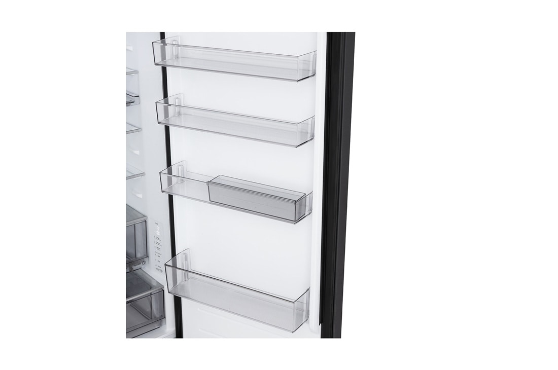 LG ledusskapis ar saldētavu apakšā | 2.03m | 375L | Melns | C klase | DoorCooling™ | Fresh Converter+™, LG ledusskapja ar saldētavu (GBBS726AEV) skats no augšas, GBBS524CEV, thumbnail 9