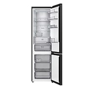 LG ledusskapis ar saldētavu apakšā | 2.03m | 375L | Melns | C klase | DoorCooling™ | Fresh Converter+™, LG ledusskapis ar saldējamo kameru apakšā (GBBS726AEV), ar pilnībā atvērtām durvīm, parādot ledusskapja un saldētavas nodalījumus, GBBS524CEV, thumbnail 2