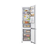 LG ledusskapis ar saldētavu apakšā | 2.03m | 375L | Balts | C klase | DoorCooling™ | Fresh Converter+™, LG ledusskapis ar saldējamo kameru apakšā, iebūvēts bez atstarpēm siltas smilškrāsas sienā, ar baltām bultiņām, kas norāda uz augšējo un priekšējo virsmu, GBBS524CSW, thumbnail 6