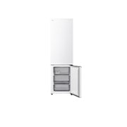 LG ledusskapis ar saldētavu apakšā | 2.03m | 375L | Balts | C klase | DoorCooling™ | Fresh Converter+™, LG ledusskapja ar saldētavu plaukts, kas izcelts zilā krāsā, ar bultiņām uz augšu un uz leju, attēlā pa labi redzams salocīts plaukts, kurā atrodas divas ūdens pudeles., GBBS524CSW, thumbnail 11
