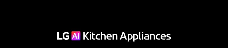 LG AI Appliances logotips ar gradienta AI tekstu uz melna fona