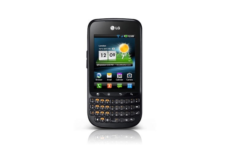 LG 2.8 collu ekrāns, Android operētāj sistēma, 800MHz procesors, 3MP kamera, LG Social+™, QWERTY tastatūra, C660