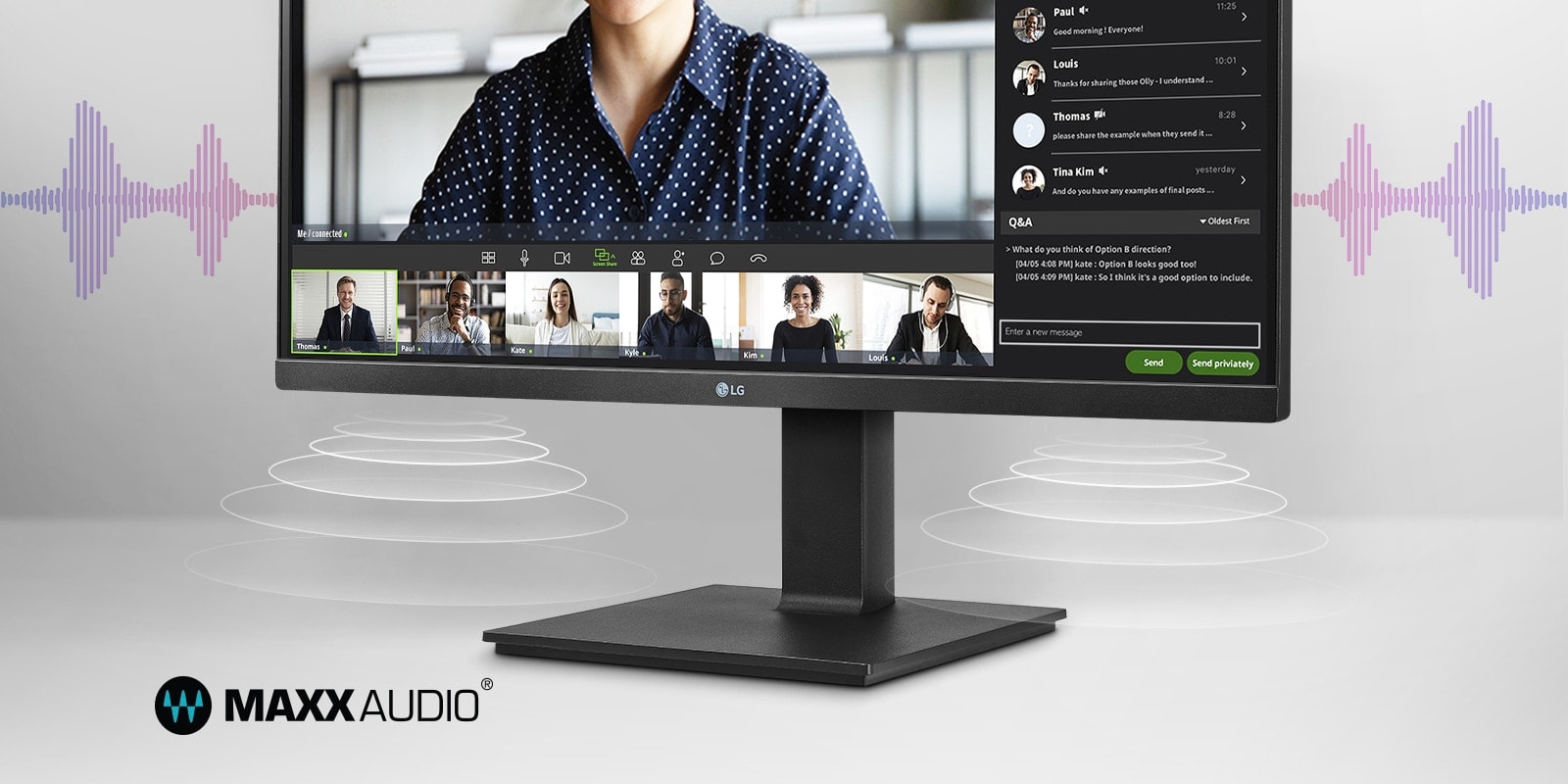 Šis monitors atbalsta iebūvētos skaļruņus ar MaxxAudio®.