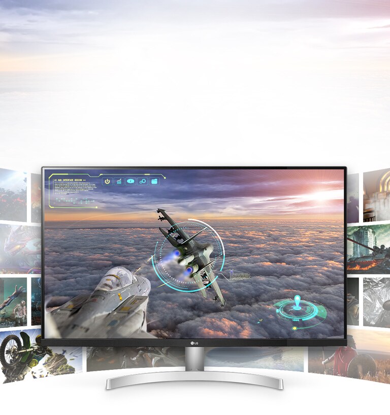 Spēļu aina ar izcilu skaidrību un detalizāciju LG UHD 4K displejā