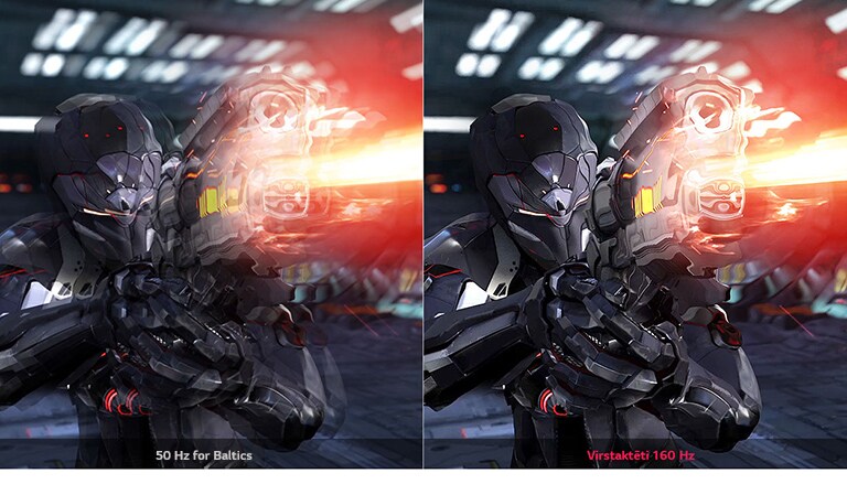 Spēles plūdenuma salīdzinājums starp 60 Hz un virstaktētiem 160 Hz