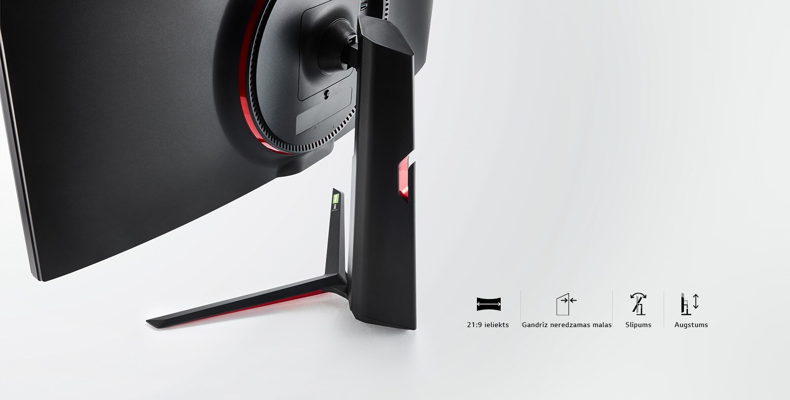 Elegants dizains: 21:9 ieliekts, Gandrīz neredzamas malas, Slīpums, Augstums