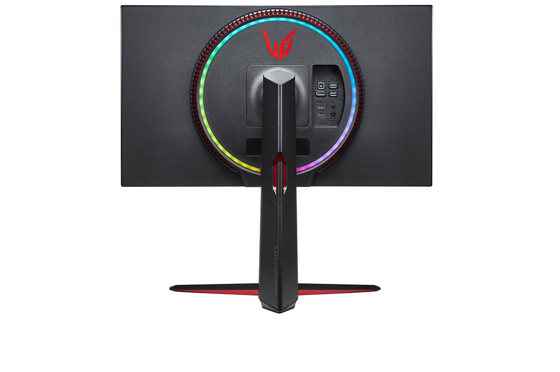 LG 27 collu UltraGear™ monitors spēlēm, skats no mugurpuses ar Sphere Lightning 2.0 varavīksnes krāsās, 27GN950-B, thumbnail 6