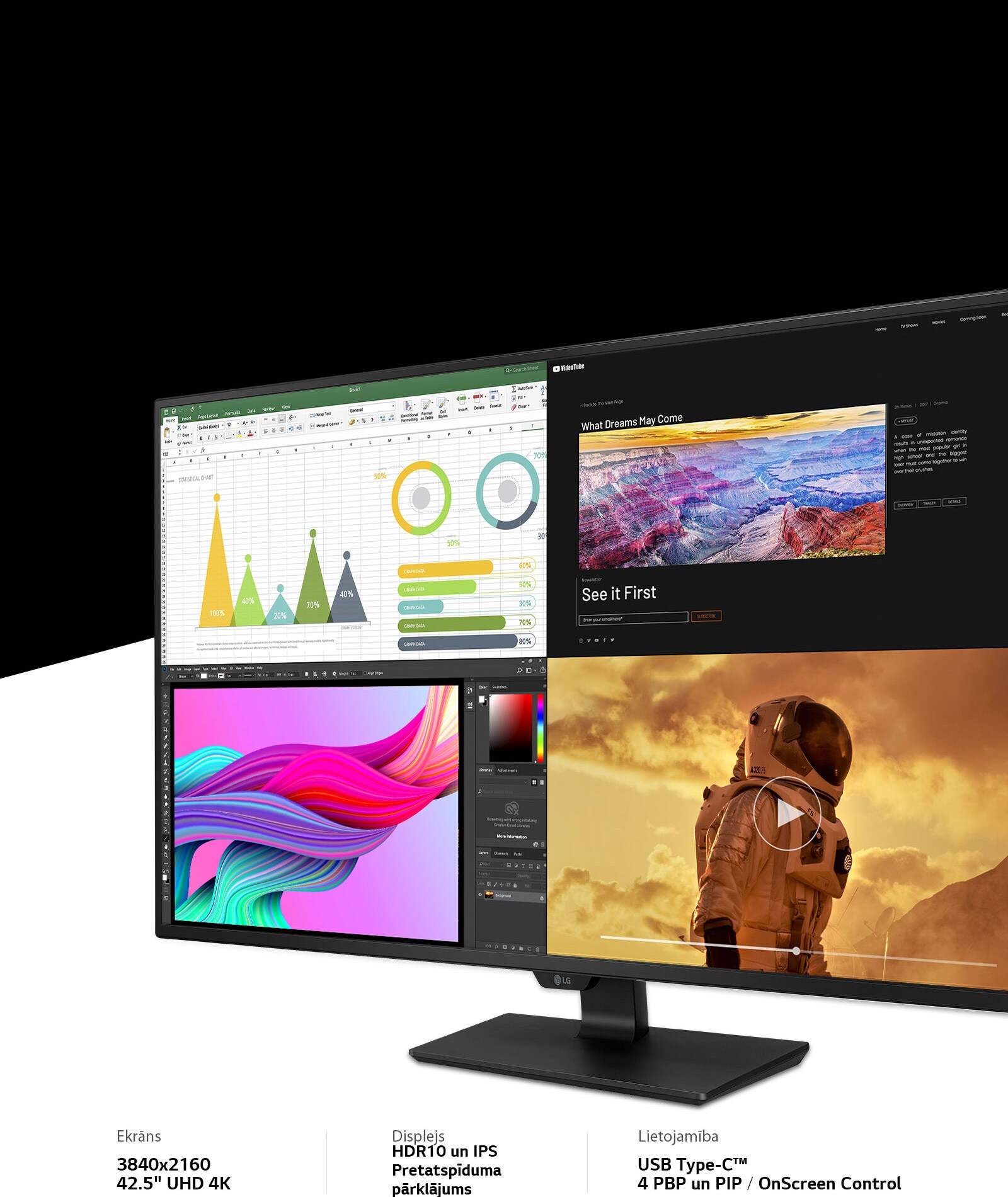 Milzīgs 4K ekrāns daudzveidīgam lietojumam