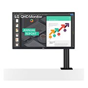 LG 27 collu Ergo LED monitors, Skats no priekšpuses, monitora statīvs labajā pusē, 27QN880-B, thumbnail 1