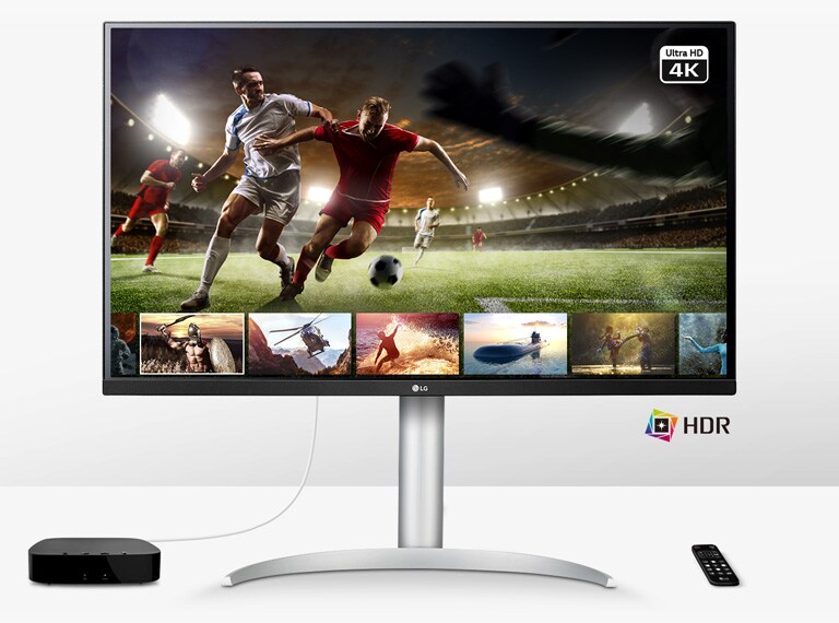 Attēlā redzama futbola spēles tiešraide Ultra HD 4K HDR kvalitātē no straumēšanas platformas
