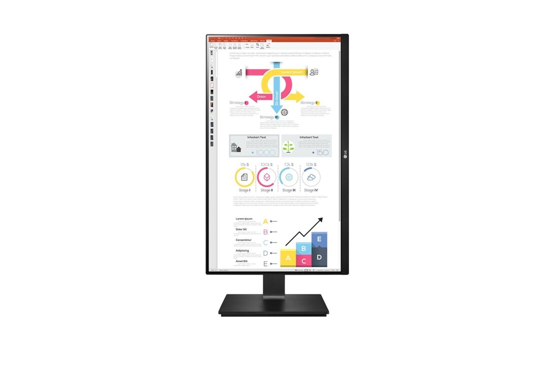 LG 24 collu QHD IPS monitors, Skats no priekšpuses uz displeju, kas pagriezts pa 90 grādiem portreta skatā, 24QP750-B, thumbnail 10