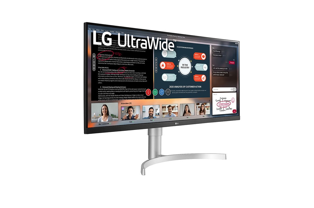 LG 34 collu UltraWide™ monitors, skats rakursā, 34WN650-W, thumbnail 4