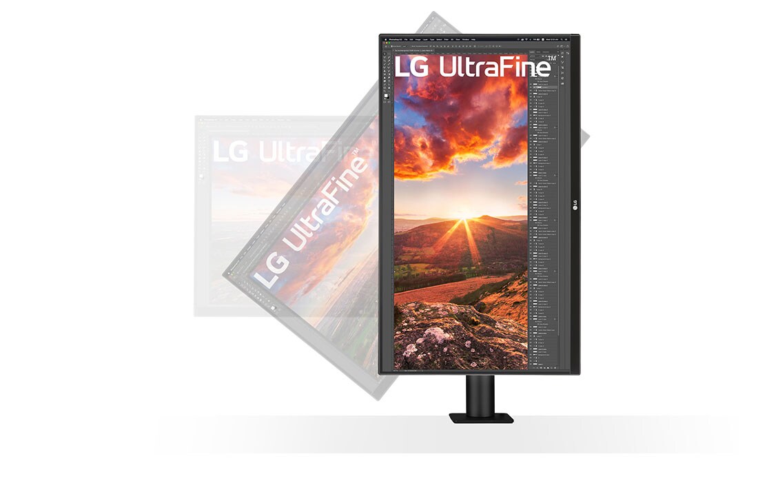 LG 27 collu Ergo UHD 4K monitors, Sānu skats uz monitoru pagrieztu par 90˚, 27UN880-B, thumbnail 7
