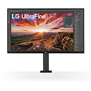 LG 32 collu UltraFine™ monitors, Skats no priekšpuses, monitora statīvs centrā, 32UN880-B, thumbnail 2