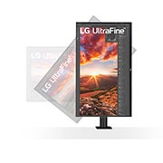 LG 32 collu UltraFine™ monitors, Sānu skats, monitors ieslīpi uz augšu, 32UN880-B, thumbnail 7