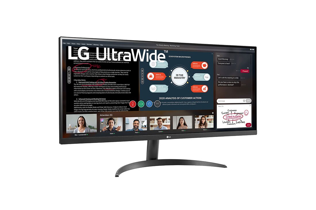 LG 34 collu UltraWide™ monitors, sānu skats +15 grādu leņķī, 34WP500-B, thumbnail 3