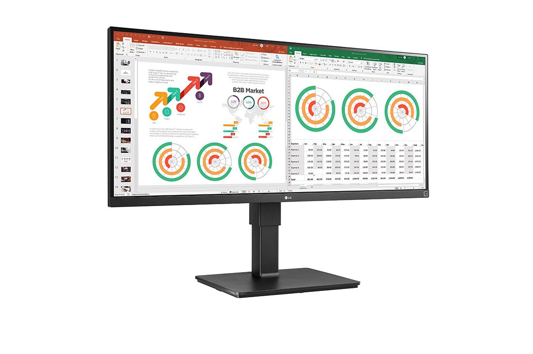 LG 34 collu UltraWide™ monitors, sānu skats +15 grādu leņķī, 34BN770-B, thumbnail 3