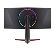 LG 34 collu UltraGear™ monitors spēlēm, Skats no aizmugures ar ieslēgtām dažādu krāsu gaismām, 34GP950G-B, thumbnail 7