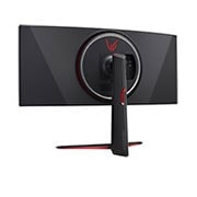 LG 34 collu UltraGear™ monitors spēlēm, Slīps skats no aizmugures ar ieslēgtām baltas krāsas gaismām, 34GP950G-B, thumbnail 8