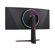 LG 34 collu UltraGear™ monitors spēlēm, Slīps skats no aizmugures ar ieslēgtām dažādu krāsu gaismām, 34GP950G-B, thumbnail 9