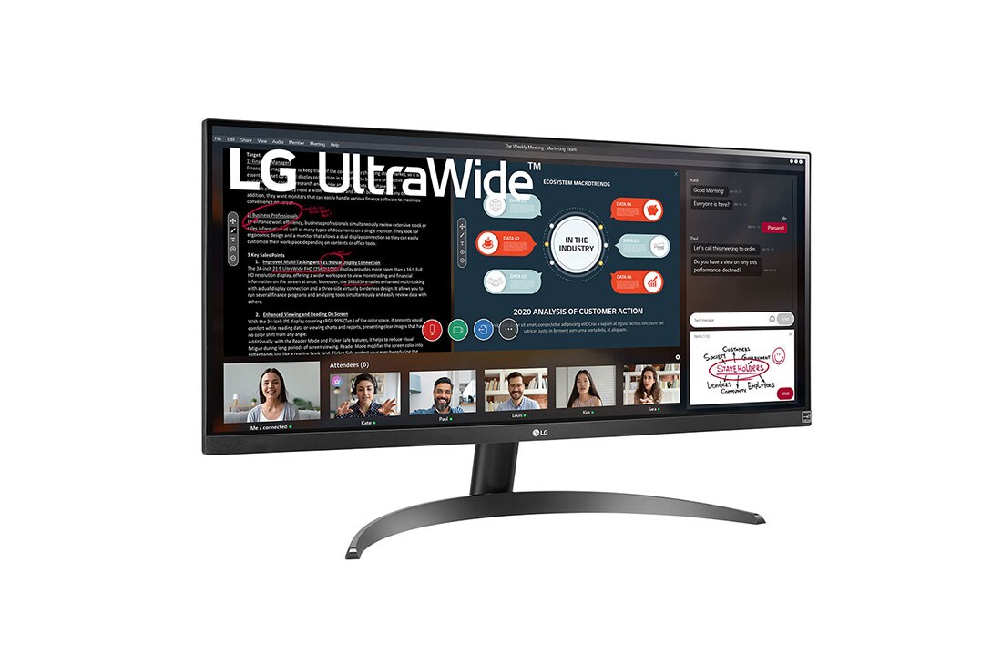LG 29 collu UltraWide™ Full HD IPS monitors, sānu skats +15 grādu leņķī, 29WP500-B, thumbnail 3