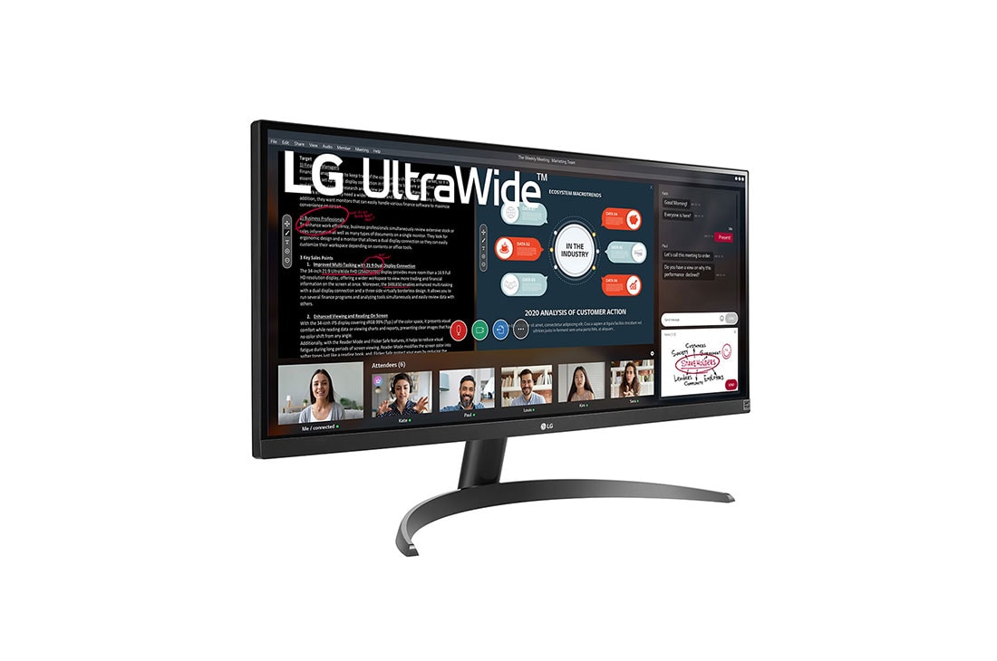 LG 29 collu UltraWide™ Full HD IPS monitors, Sānu skats +30 grādu leņķi, 29WP500-B, thumbnail 4
