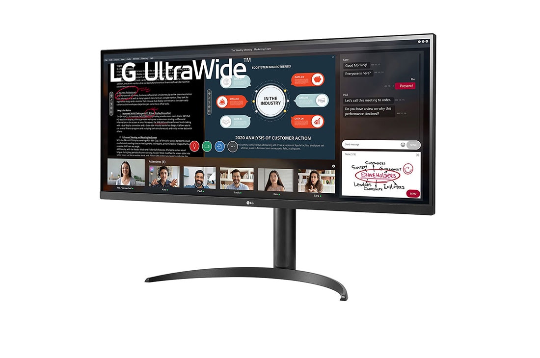 LG 34 collu UltraWide™ Full HD IPS monitors, sānu skats +15 grādu leņķī, 34WP550-B, thumbnail 2