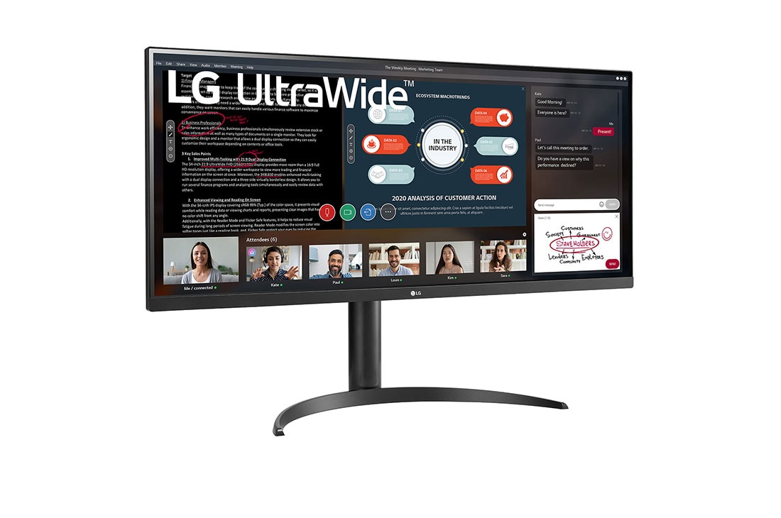LG 34 collu UltraWide™ Full HD IPS monitors, sānu skats +15 grādu leņķī, 34WP550-B, thumbnail 3