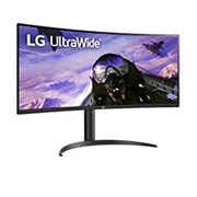 LG 34'' 21:9 izliekts UltraWide™ QHD (3440 x 1440) monitors, sānu skats +15 grādu leņķī, 34WP65C-B, thumbnail 3
