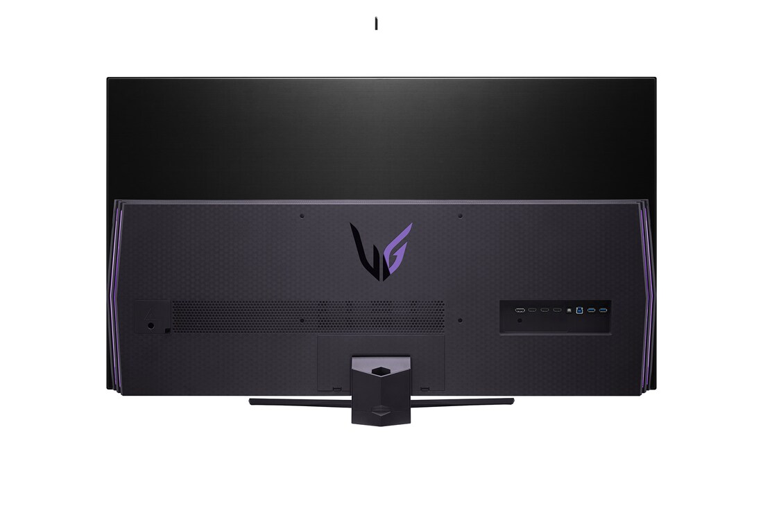 LG 48” UltraGear™ UHD 4K OLED monitors spēlēm, skats no aizmugures ar ieslēgtām gaismām, 48GQ900-B, thumbnail 7