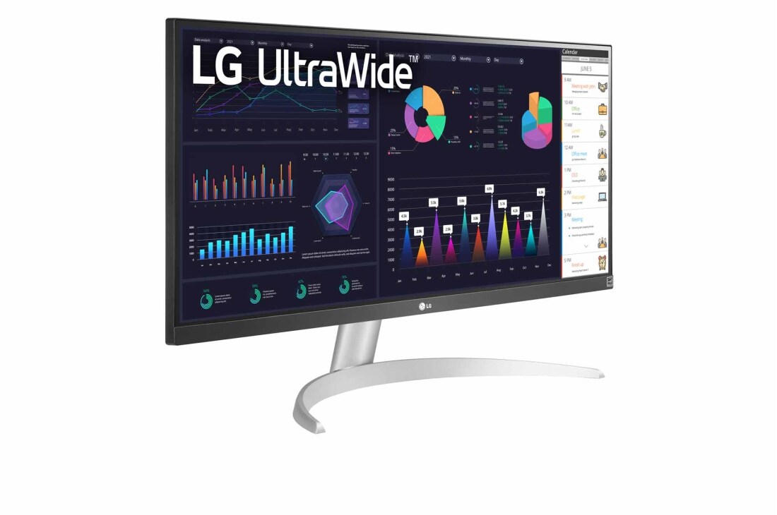 LG 29'' 21:9 UltraWide™ Full HD IPS monitors ar AMD FreeSync™, skats rakursā, 29WQ600-W, thumbnail 4