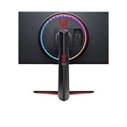 LG 27'' UHD 4K UltraGear™ Nano IPS 1 ms (GtG) monitors spēlēm ar 4K un 120 Hz atbalstu no HDMI 2.1, Skats no aizmugures ar ieslēgtām dažādu krāsu gaismām, 27GP95R-B, thumbnail 7