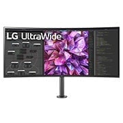 LG 37,5 collu 21:9 izliekts UltraWide™ QHD+ monitors Ergo, Skats no priekšpuses ar monitora kronšteinu centrā, 38WQ88C-W, thumbnail 2
