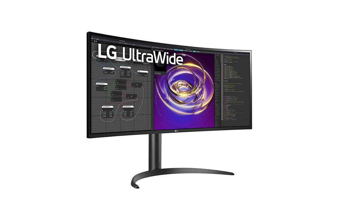 LG 34'' 21:9 izliekts UltraWide™ QHD (3440 x 1440) monitors, side-Skats rakursā no aizmugures, 34WP85CP-B, thumbnail 4