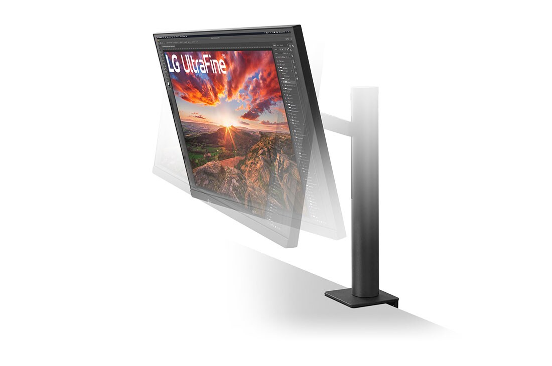 LG 27 collu Ergo UHD 4K monitors, Sānu skats uz monitoru ieslīpi uz leju, 27UN880P-B, thumbnail 5